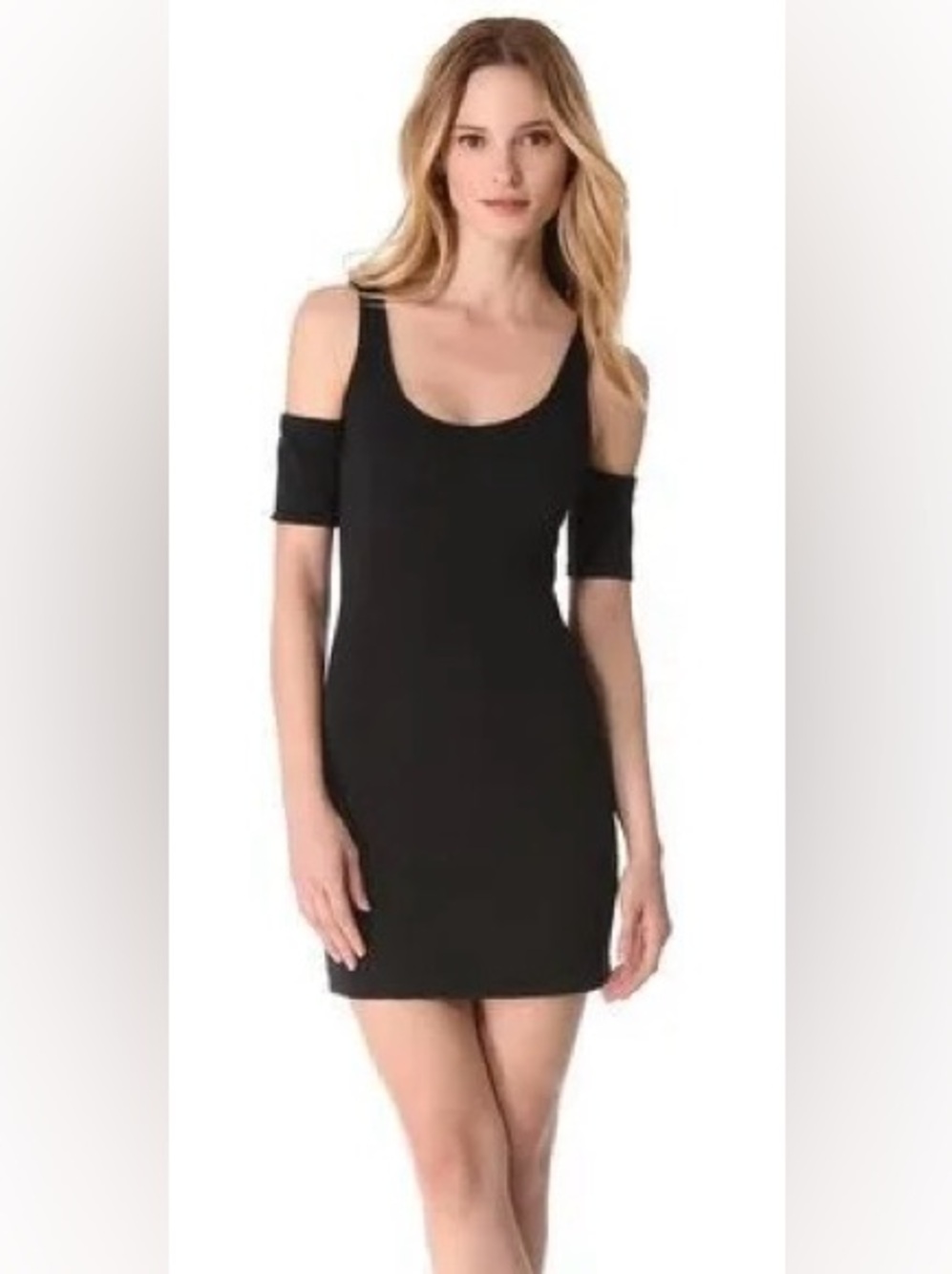 Black cold shoulder dress